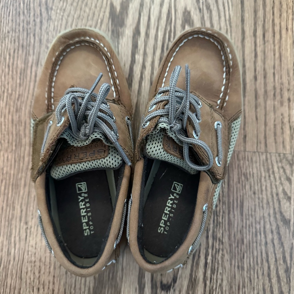 Sperry Tan and Gray Boat Shoes, Boys size 12M, EUC